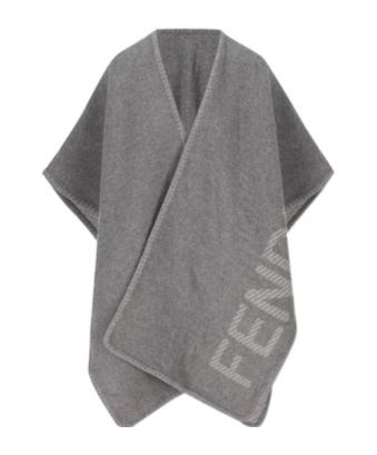 Fendi Grey Wool And Cashmere Poncho In Gray