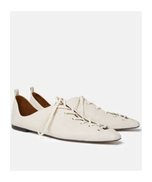 Stella Mccartney Terra Pointed Lace-up Shoes In Nude