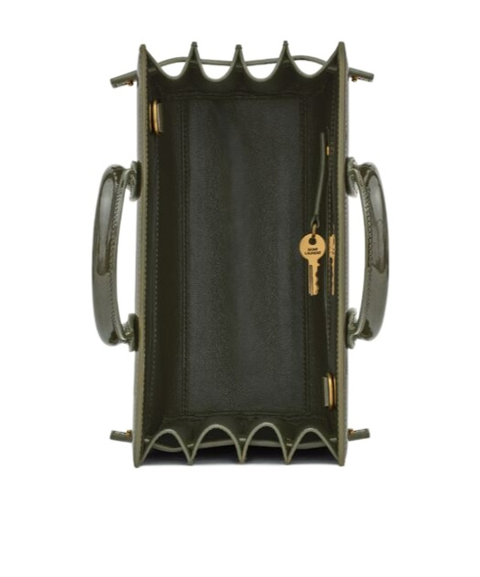 Saint Laurent Sac De Jour Nano Patent Leather Handbag With Metal Padlock In Black