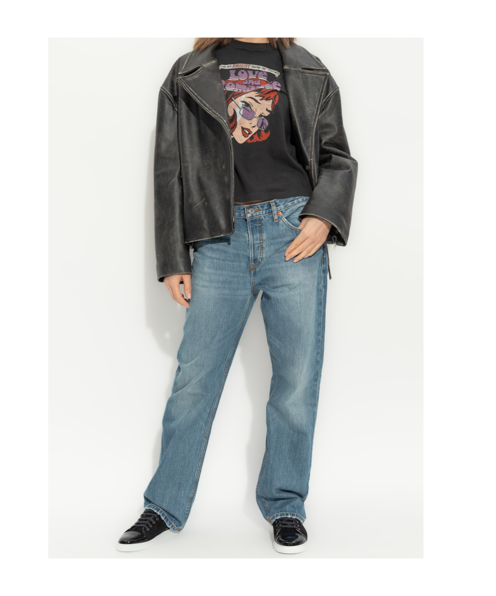 Re/done Graphic Print T-shirt Romance In Black