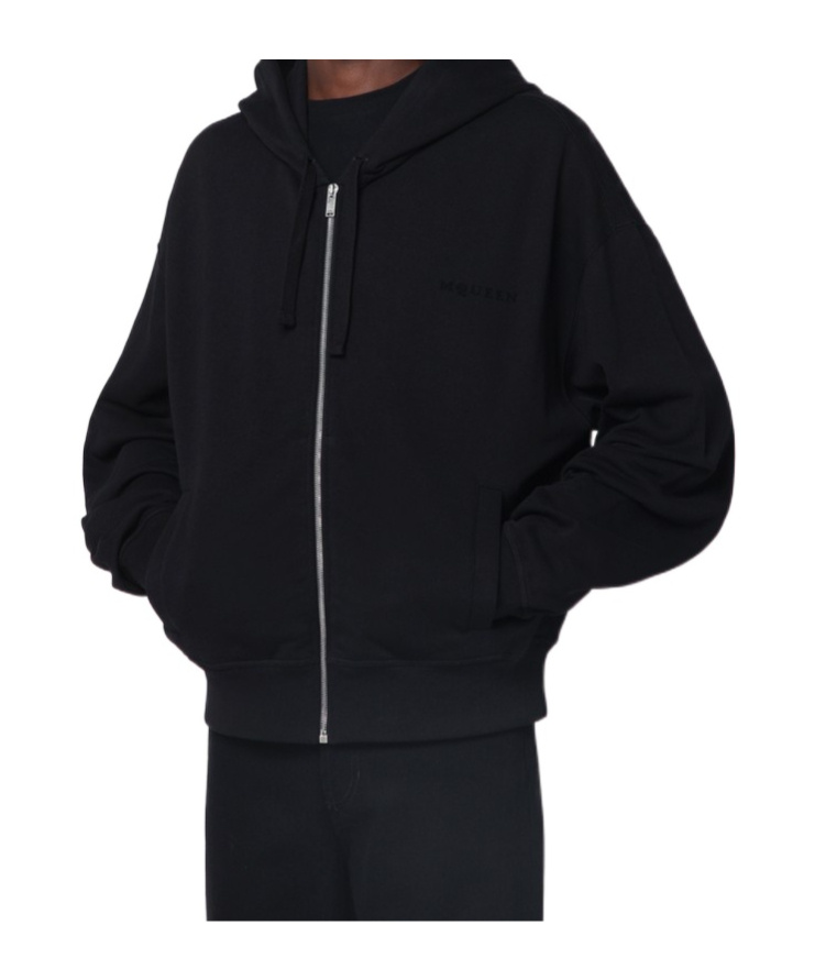 Alexander Mcqueen Zip-up Cotton Hoodie