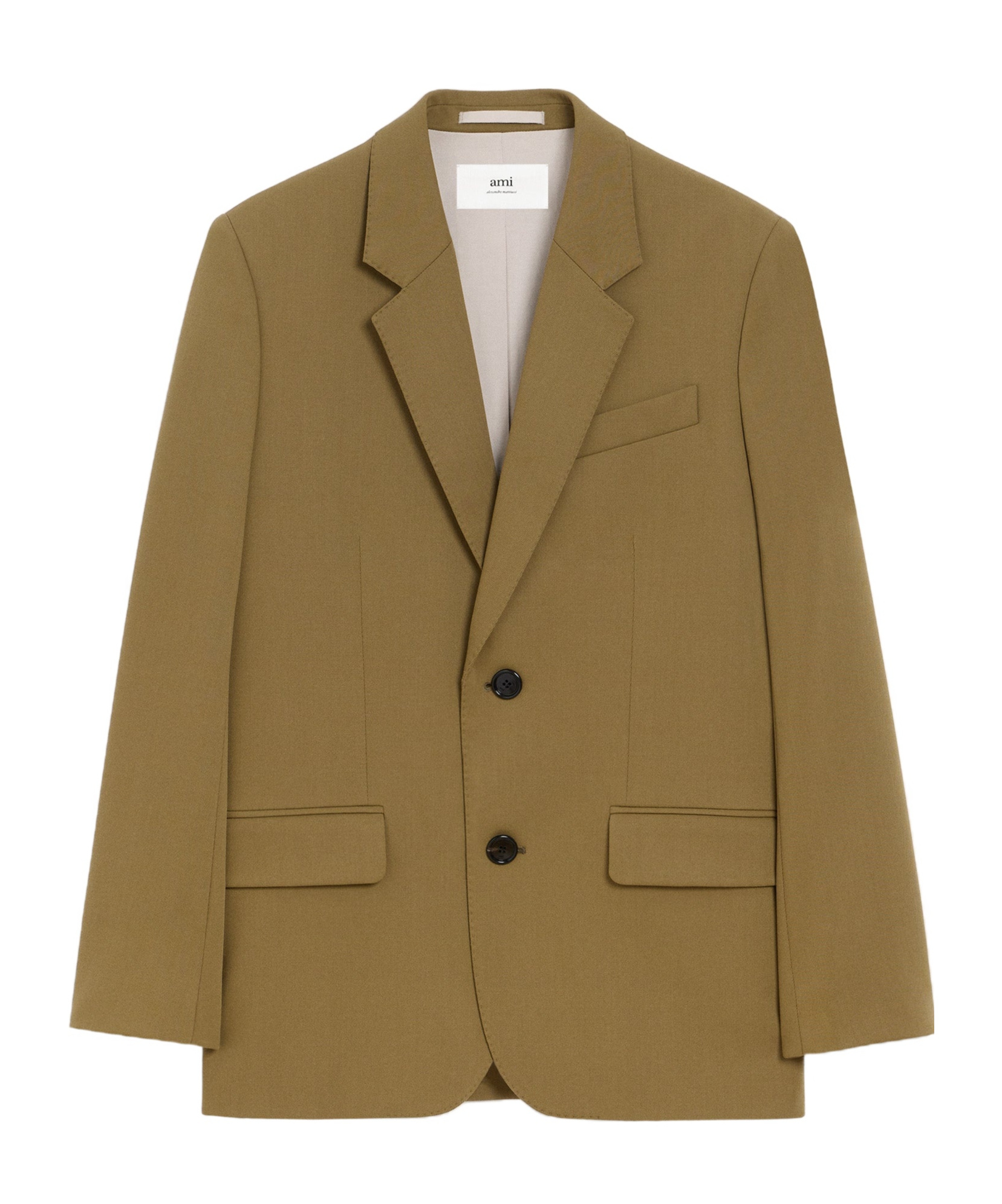 Ami Alexandre Mattiussi Green Wool Loose Single Breasted Jacket Green In Brown