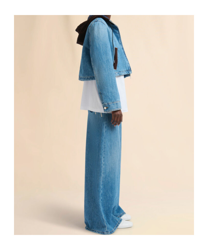 Marni Blue Denim Trousers With Velvet Waistband In Blue