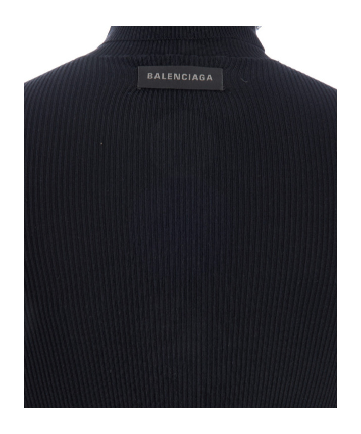 Balenciaga Seamless Cotton Turtleneck Jumper In Black