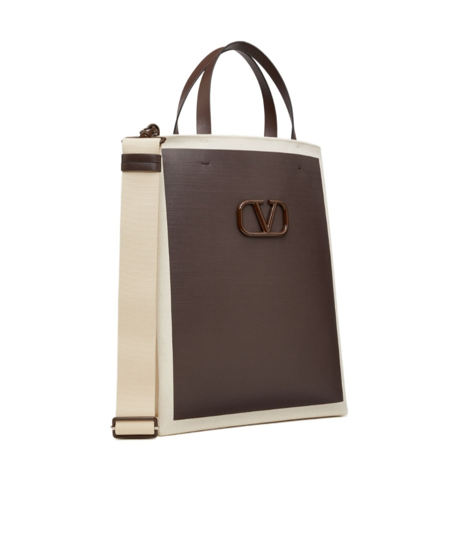 Valentino Vlogo Signature Canvas Tote In Brown