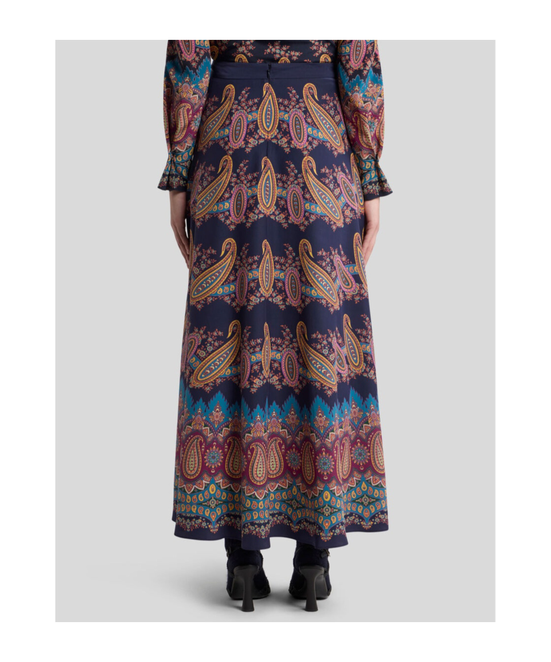 Etro Silk Skirt With Placed Print In Multi