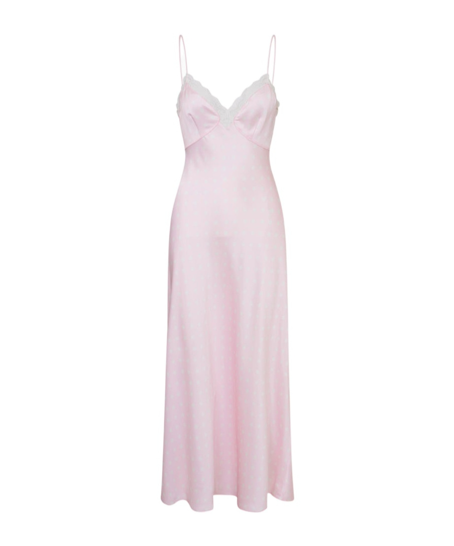 Loveshackfancy Manuela Satin Polkadot Maxi Slip Dress