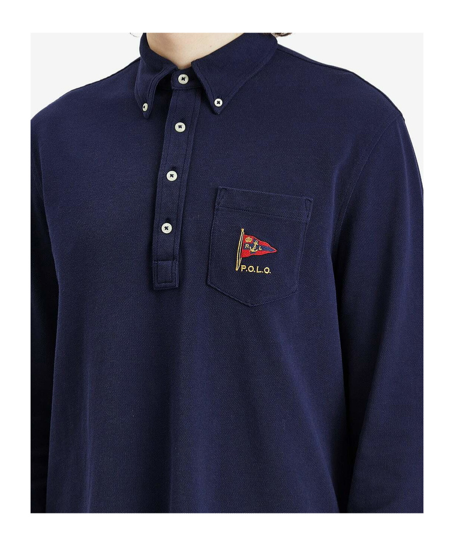 Polo Ralph Lauren Blue Polo With Classic Collar And Embroidered Logo On The Front In Blue