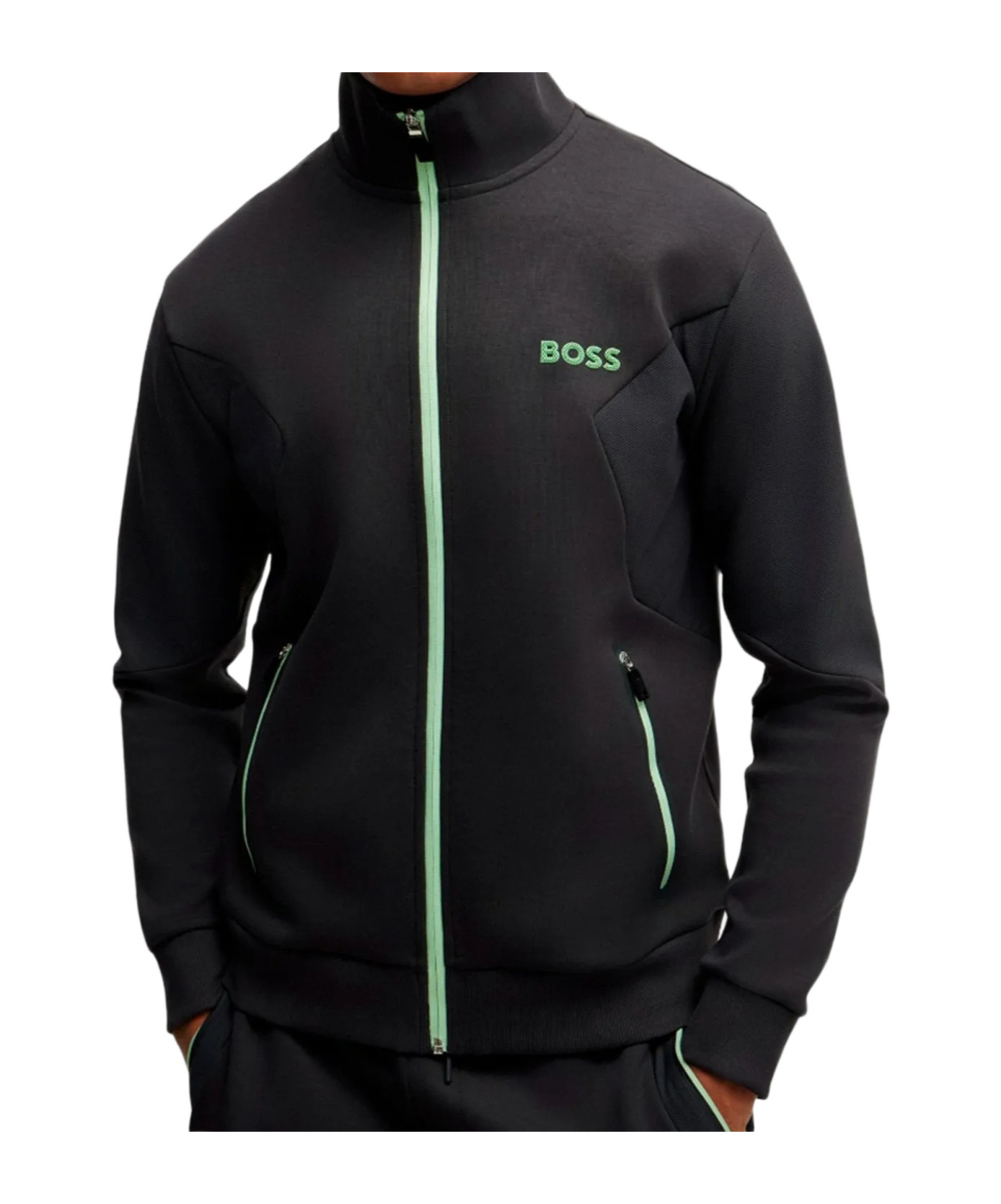 Hugo Boss Black Zip Jacket With Contrast Logo In Black
