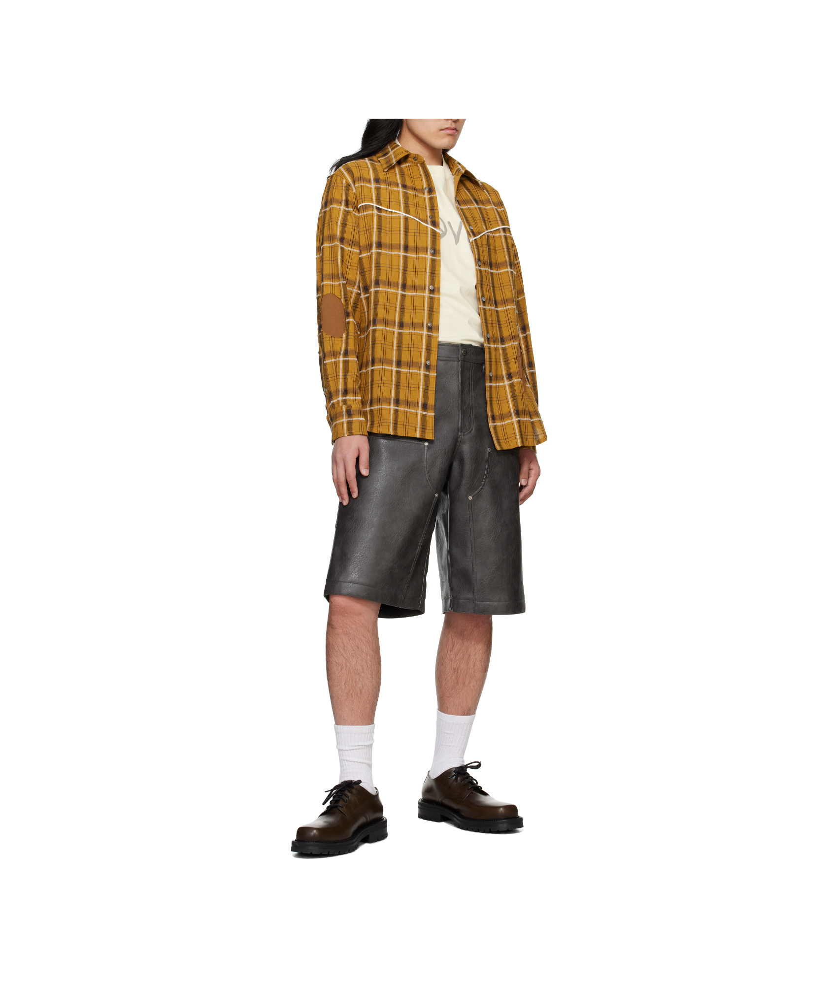 Andersson Bell Noah Patch Check Shirt In Yellow