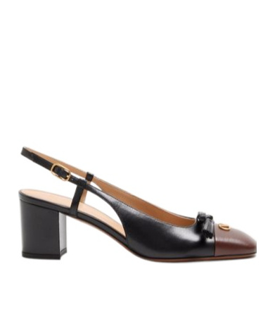 Valentino Valet Du Roi Vlogo Leather Slingback Pumps In Black