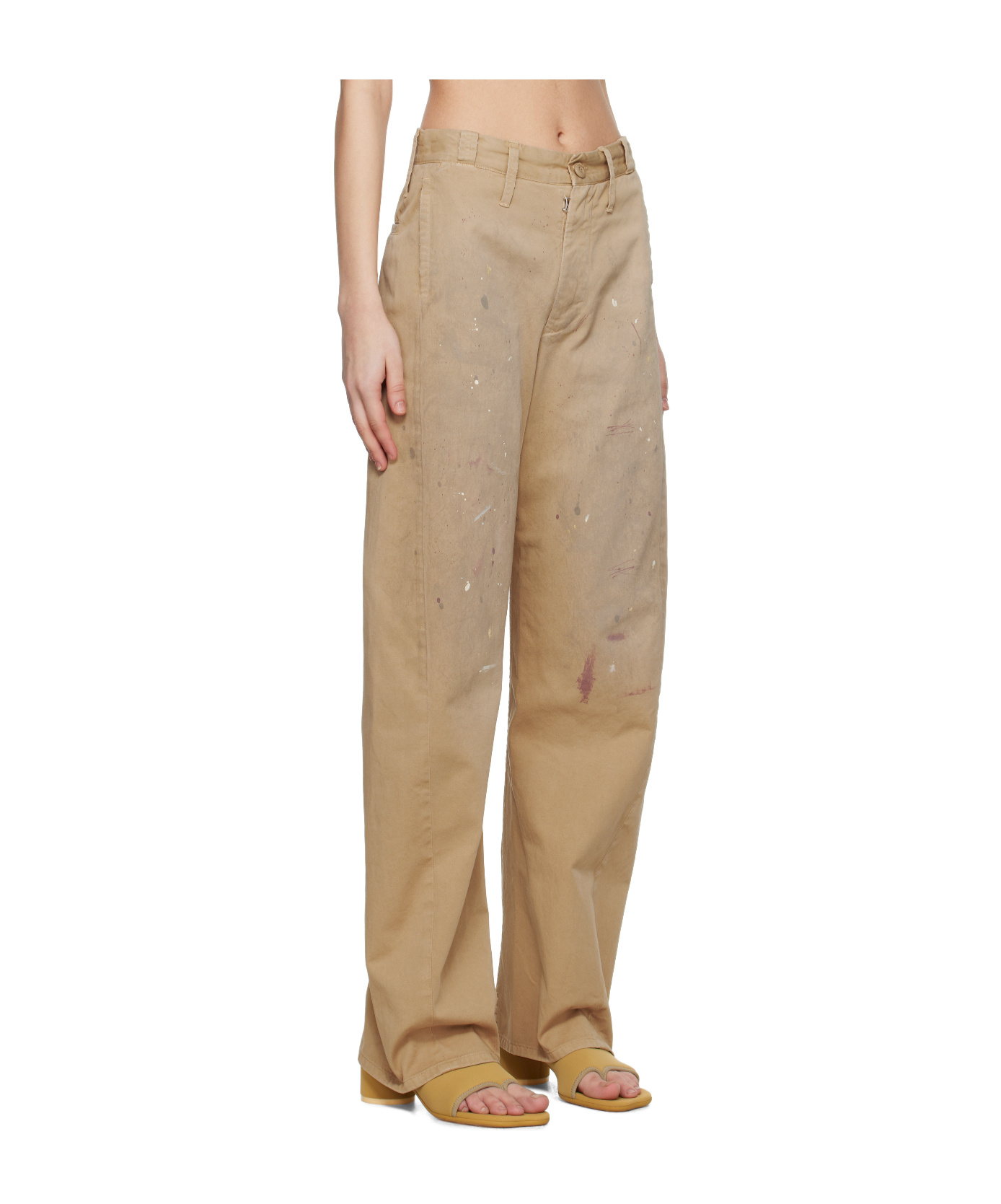 Mm6 Maison Margiela Mm6 By Maison Margiela Relaxed Fit Beige Bermudas With Artistic Distressing In Sand Beige