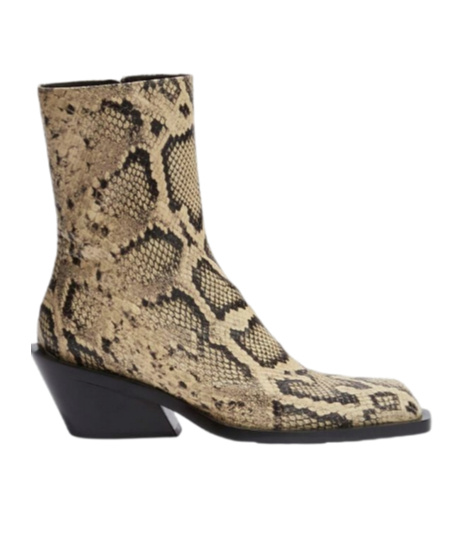 Jil Sander Snakeskin Embossed Leather Boots In Nude