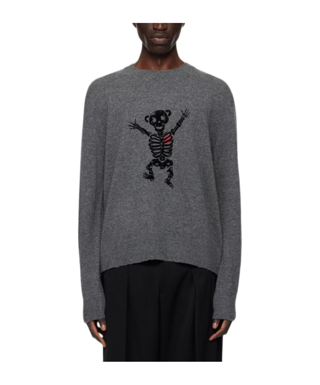 We11 Done Gray Bolt Teddy Sweater In Black