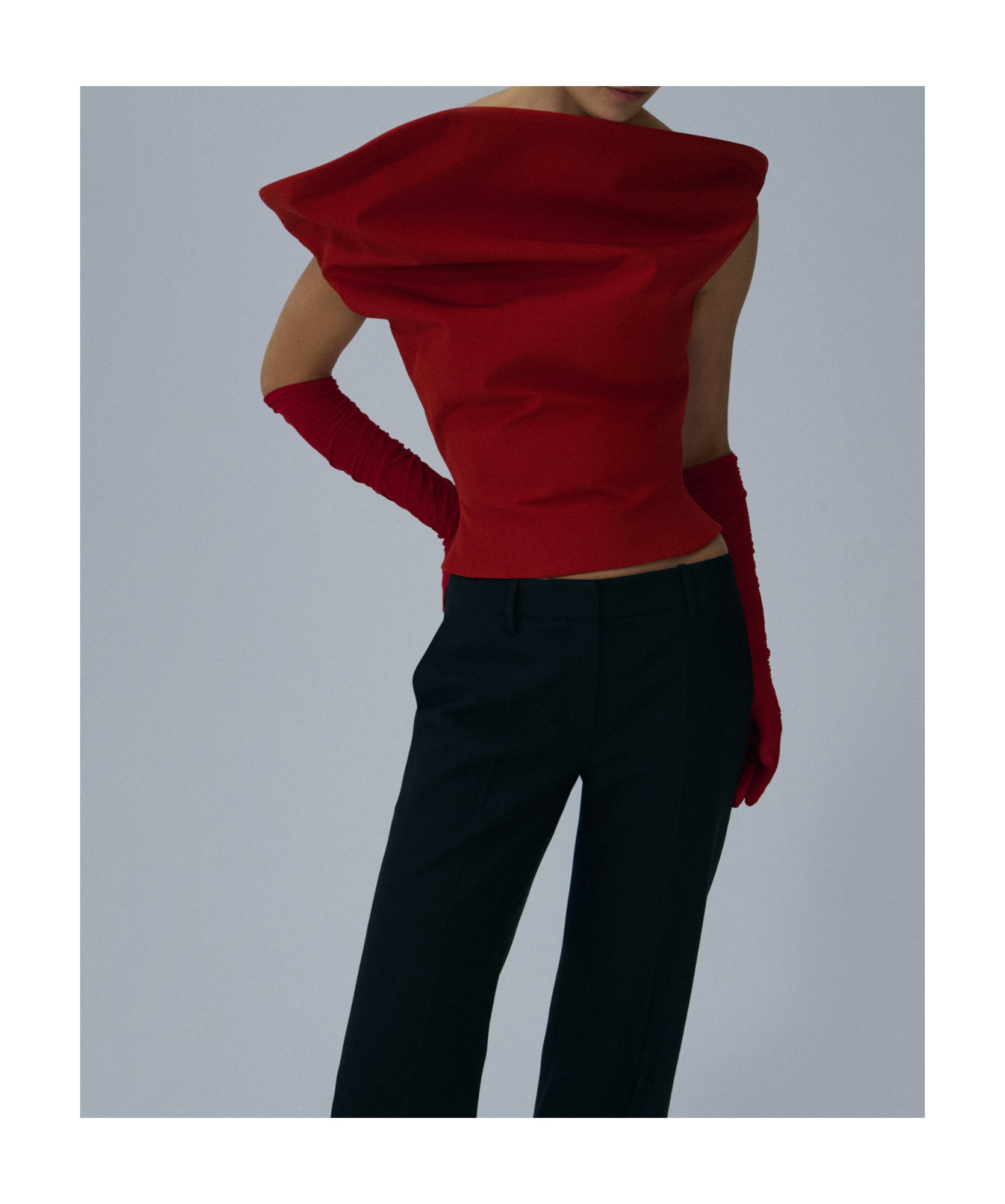 Magda Butrym Sculptural Sleeveless Cotton Top In Red In Red