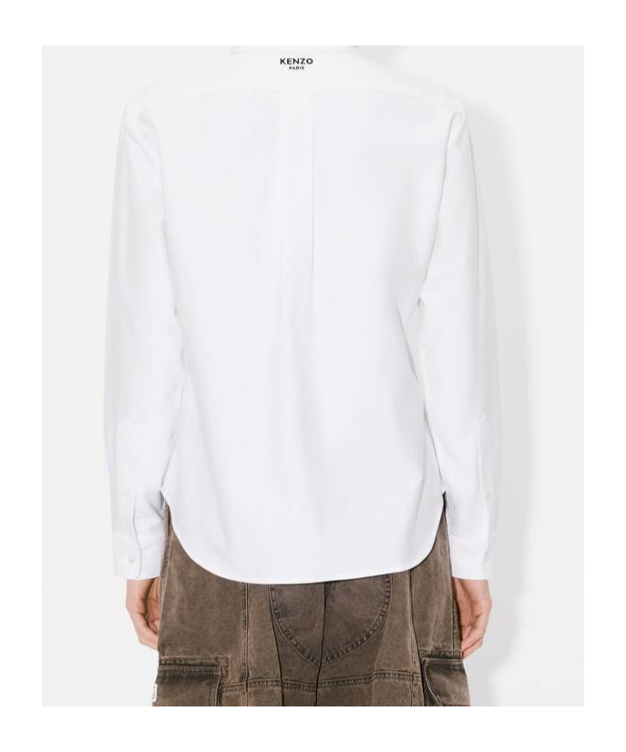 Kenzo Boke Flower Embroidered Slim-fit Shirt In White