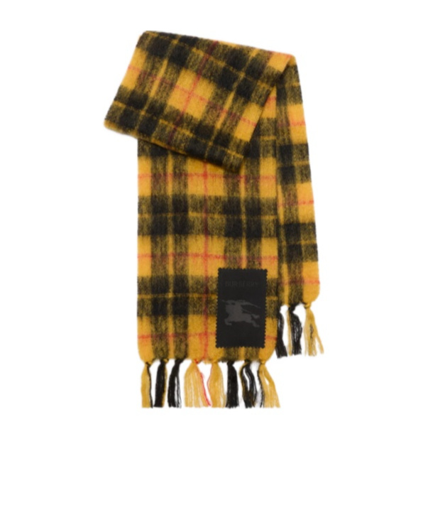 Burberry Check Mohair Wool Scarf In Yellow