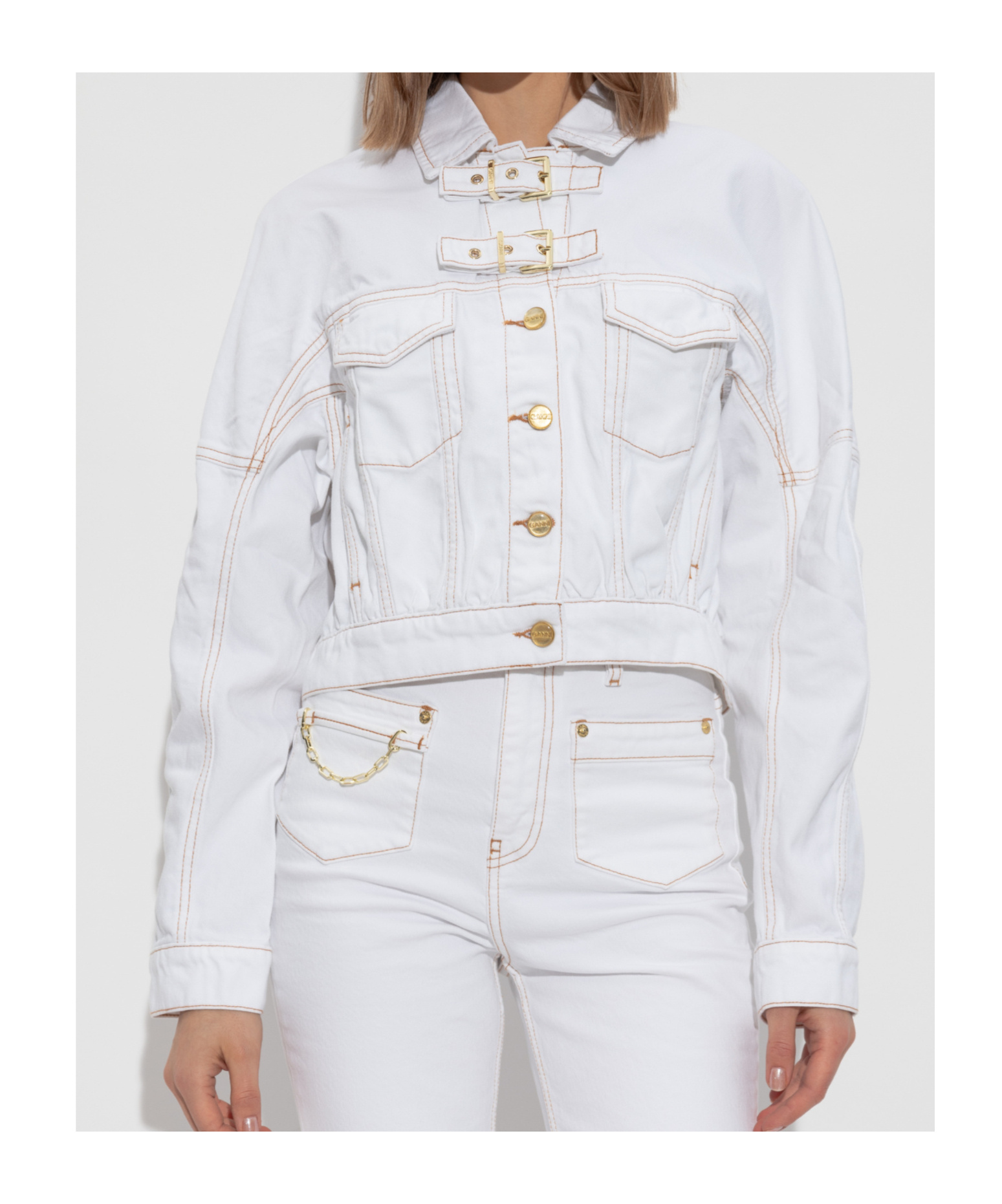 Ganni Denim Jacket Casual Jackets And Parka In White
