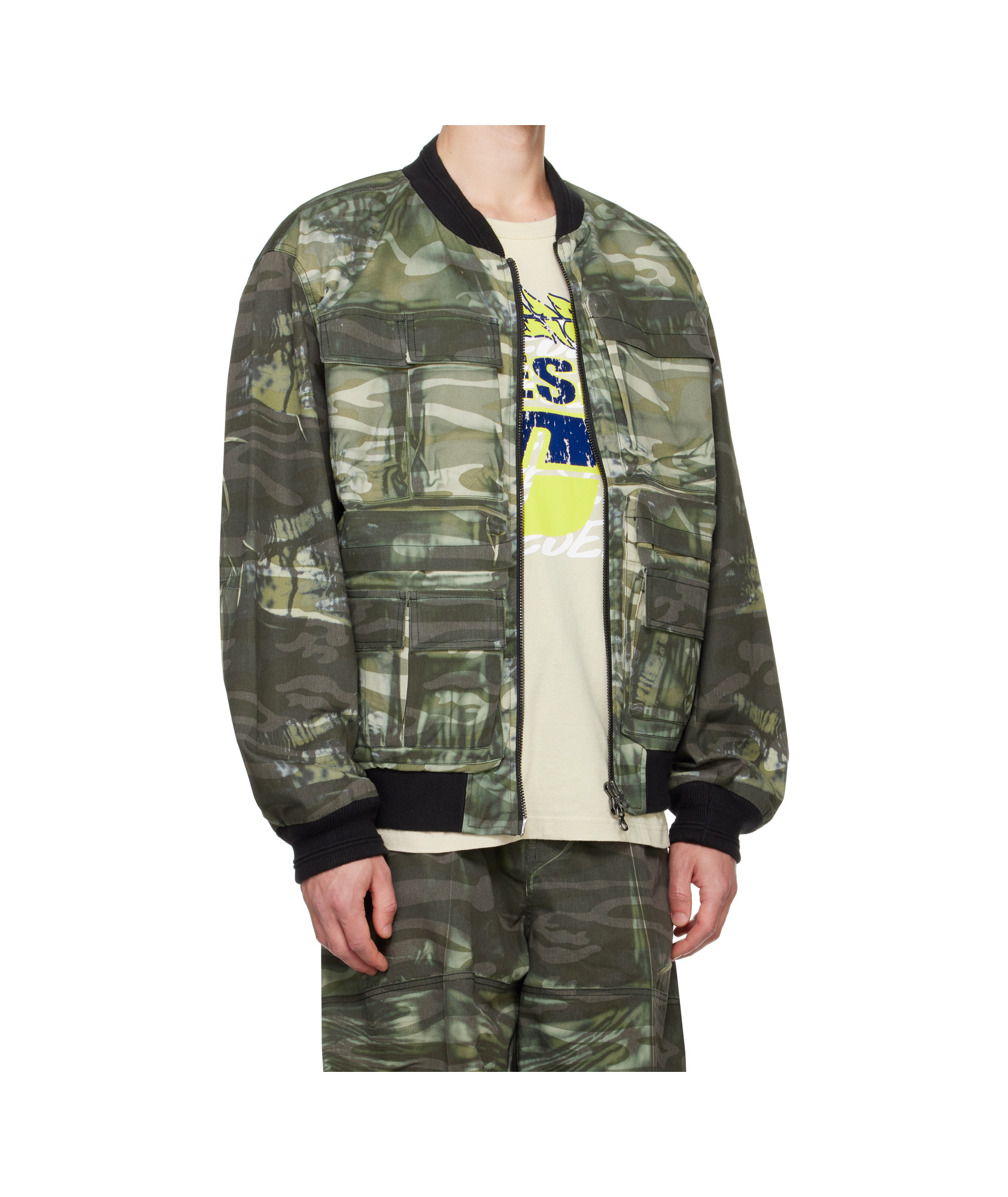 Diesel Khaki J-mertz Bomber Jacket In Black