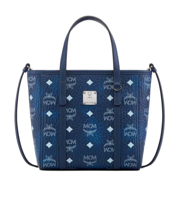 Mcm Toni Top-zip Shopper In Visetos In Blue