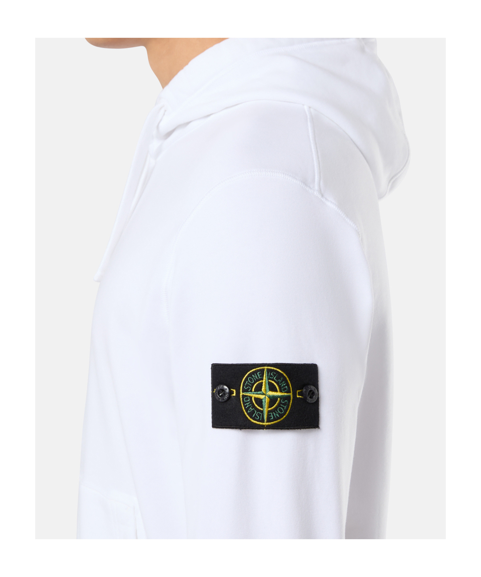 Stone Island Regular-fit Hooded Sweatshirt With Pouch Pocket In White