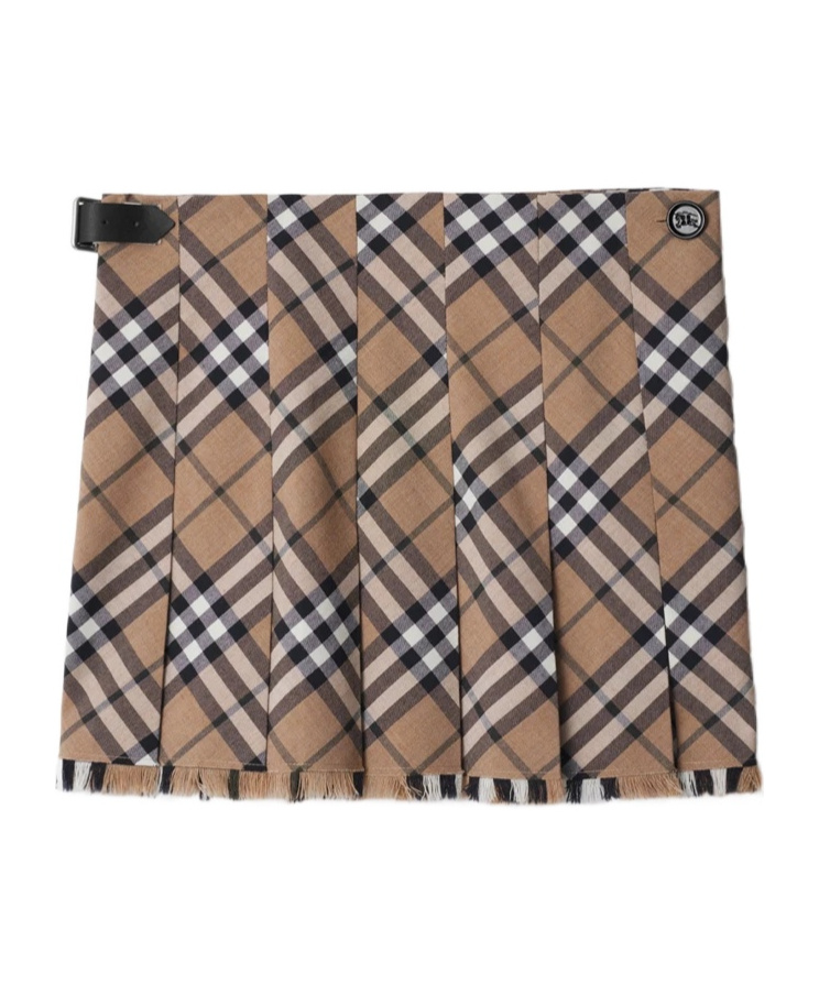 Shop Burberry Check Pattern Mini Skirt In Brown