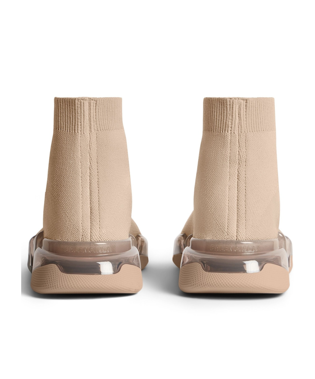 Balenciaga Men's Speed 2.0 Full Clear Sole Recycled Knit Sneaker In Beige In Neutral