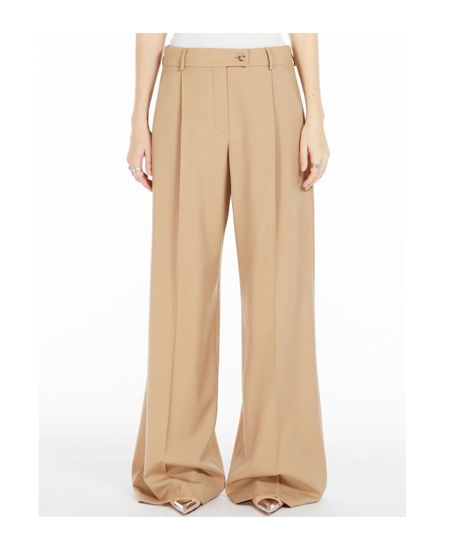 Sportmax Woman Pants Camel Size 10 Virgin Wool In Nude