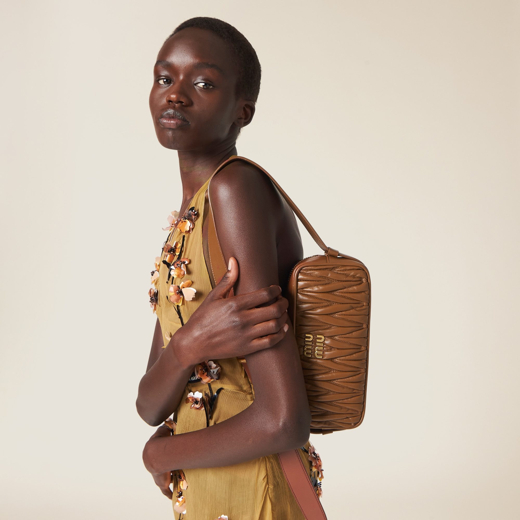 MIU MIU MATELASSÉ NAPPA LEATHER SHOULDER BAG