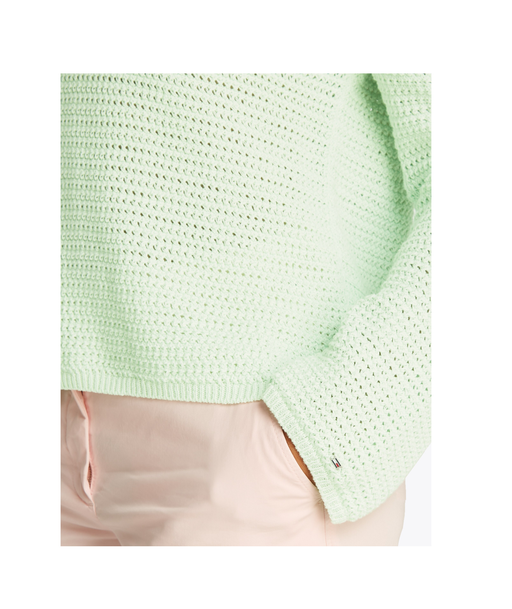 Tommy Hilfiger Pointelle Crew-neck Sweater In Green