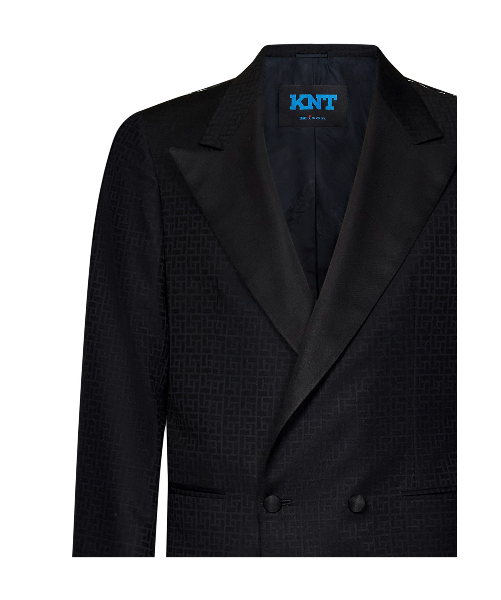 Shop Kiton Geometric-jacquard Double-breasted Blazer In Black