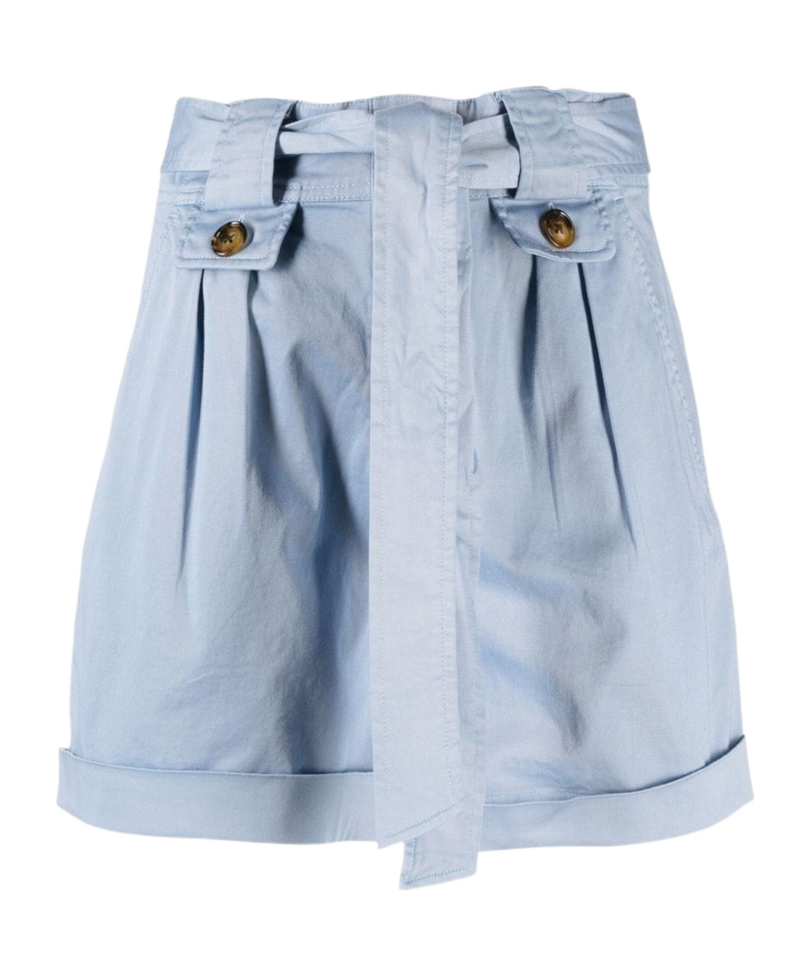 Woolrich Tied-waist Turn-up Hem Shorts In Blue