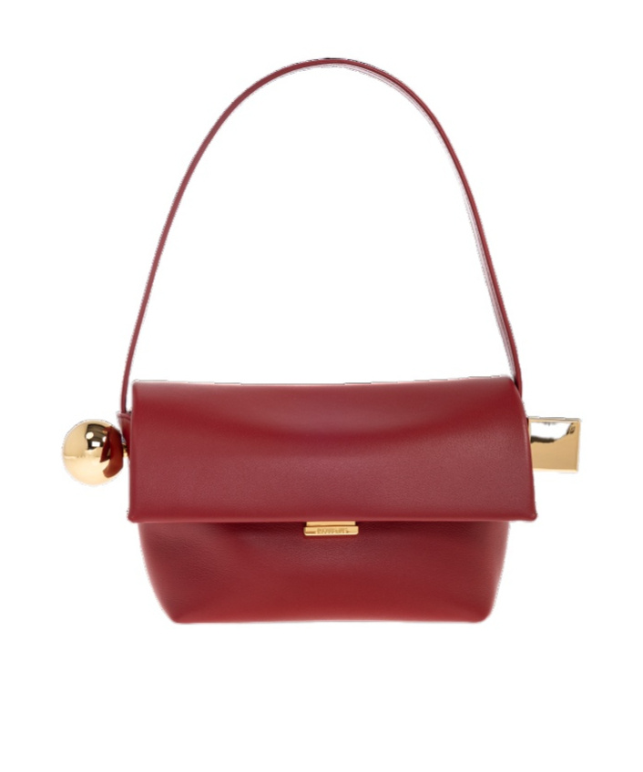 Jacquemus Spherical Embellishment Shoulder Bag With Top Handle In Red