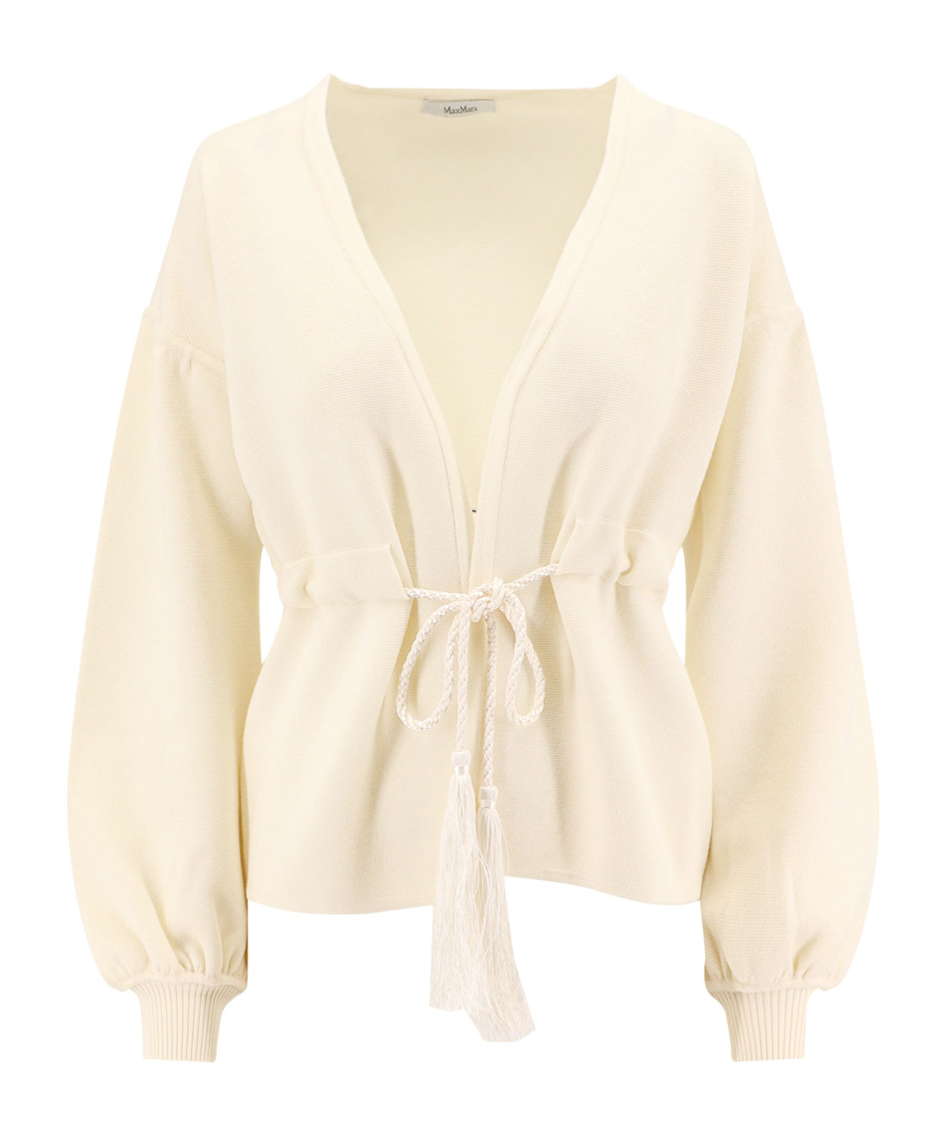 Shop Max Mara Tiberio V-neck Tassel Detailed Cardigan In White