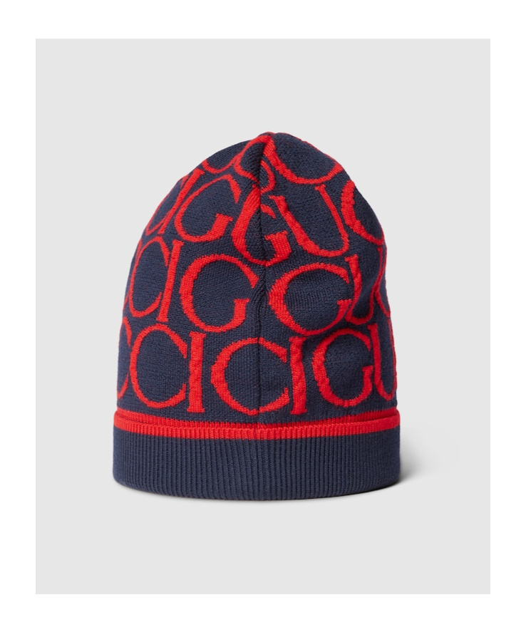 Gucci Wool Jacquard Hat In Black
