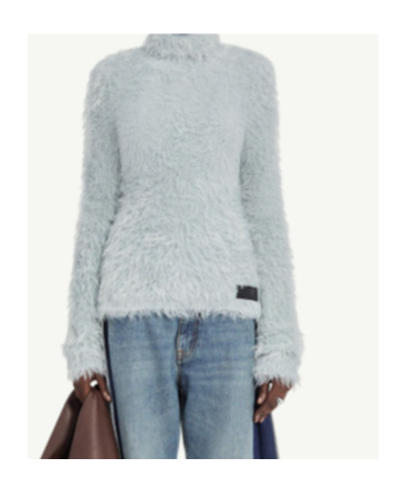 Mm6 Maison Margiela Faux Fur Turtleneck Jumper In Blue
