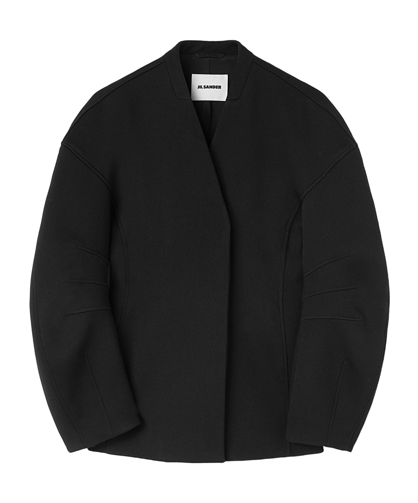 Jil Sander V-neck Wool Wrap Jacket In Black