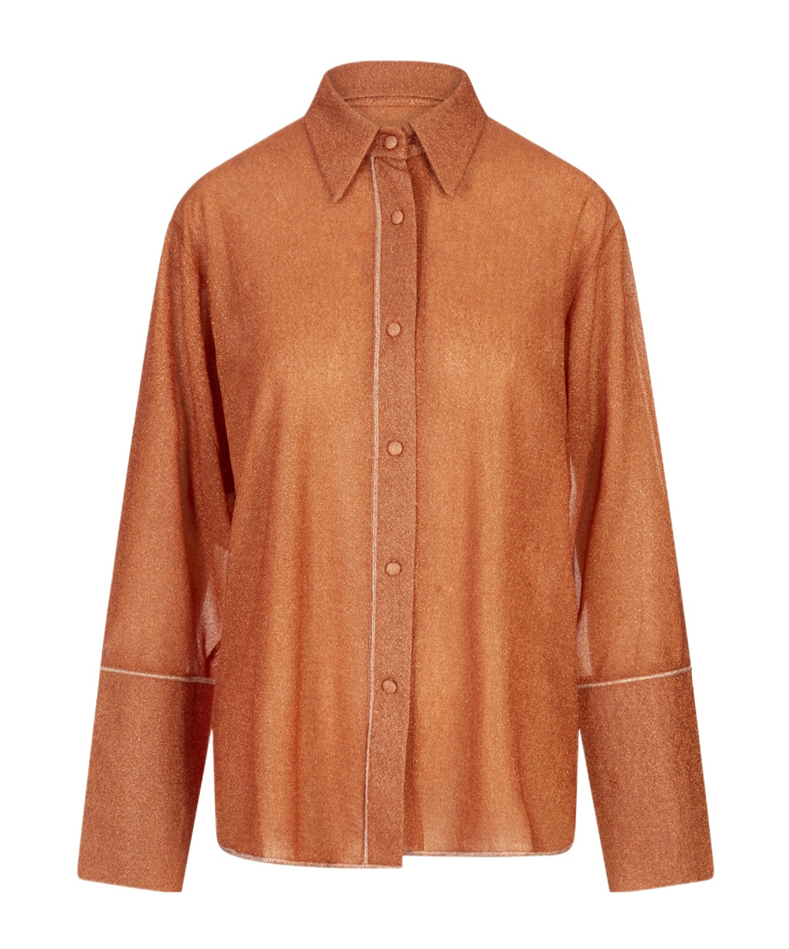 Oseree Shiny Buttoned Shirt In Brown
