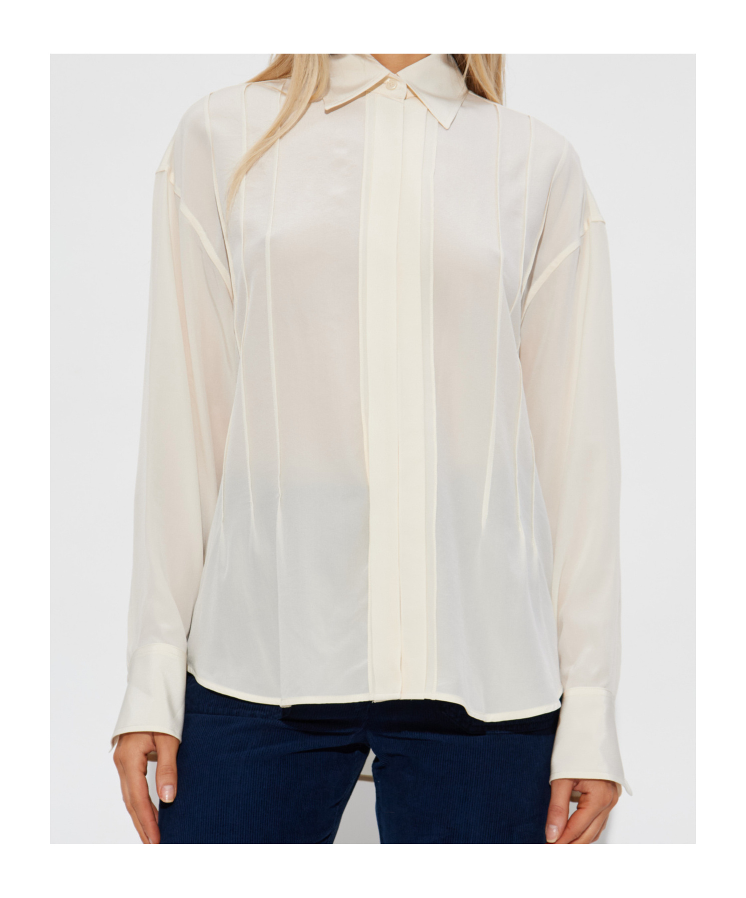 Victoria Beckham Pleated-detail Silk Shirt In White