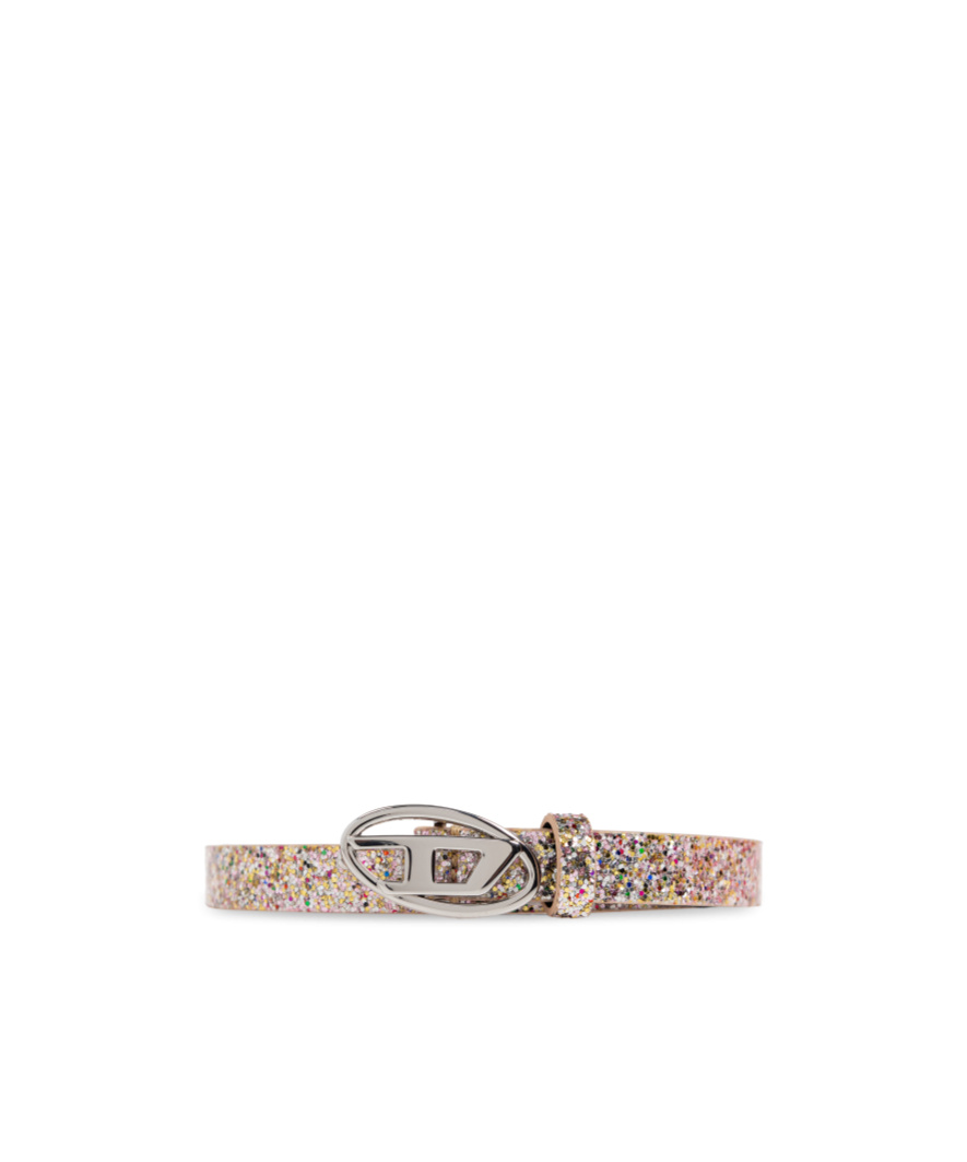 Diesel B-1dr 15 Glittered Faux Leather Belt In Nude