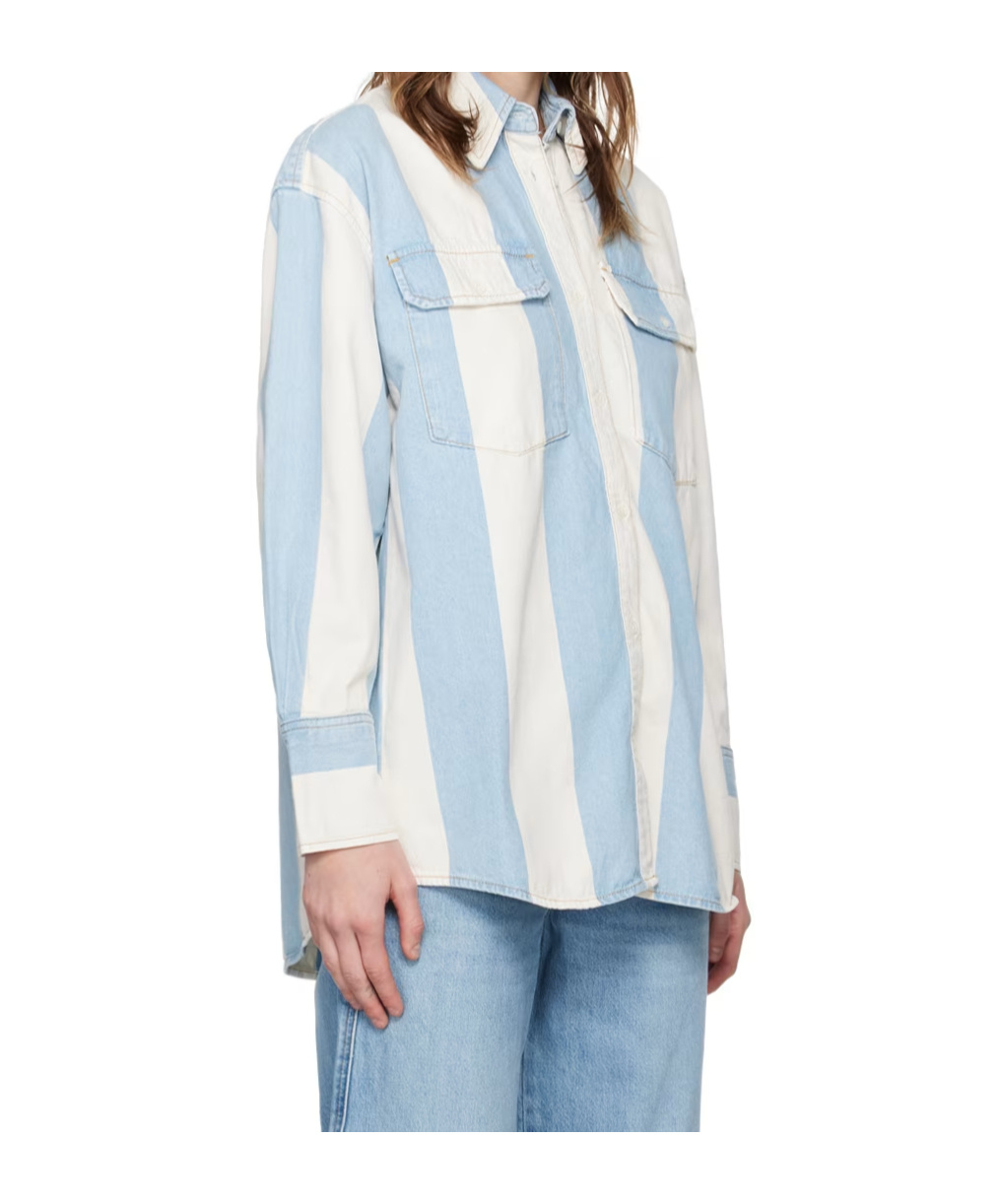 Frame Striped Denim Shirt In Blue