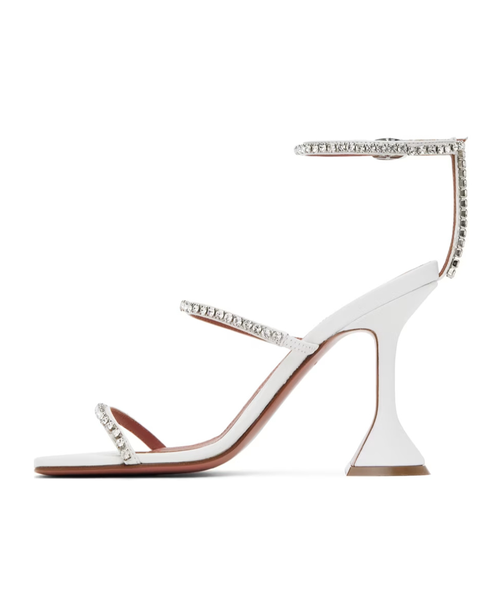 Amina Muaddi Gilda 95mm Embellished-strap Sandals In White