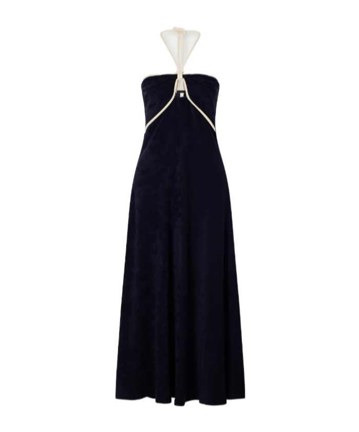 Johanna Ortiz Cut-out Cotton-terry Halterneck Maxi Dress In Black