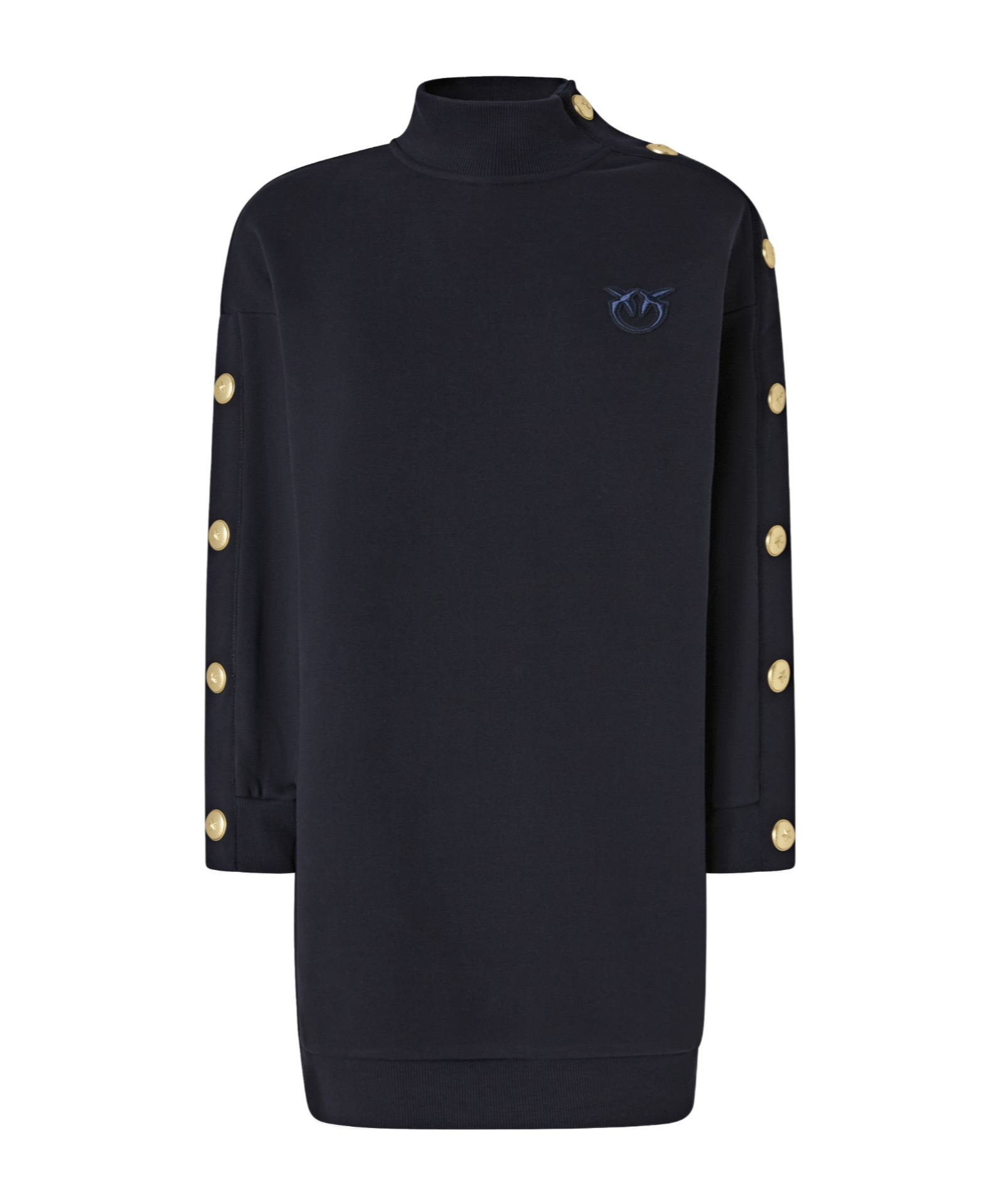 Pinko Button-detailed High-neck Mini Dress In Black