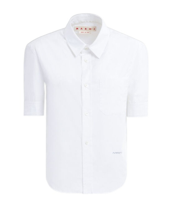 Marni Short-sleeved Tailored Cotton Shirt In White