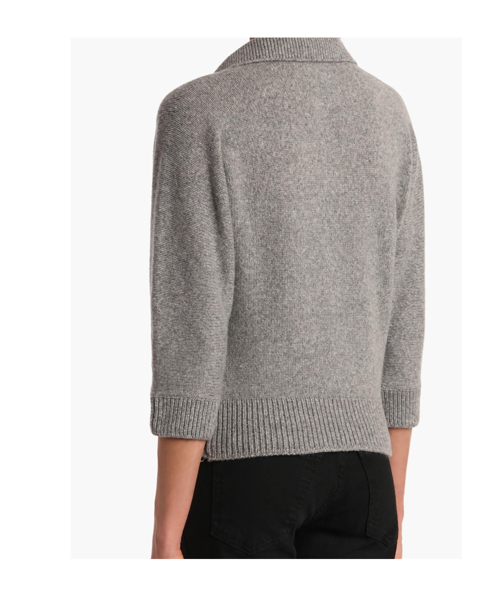 Khaite Shrunken Jo Cashmere-blend Polo Sweater In Gray