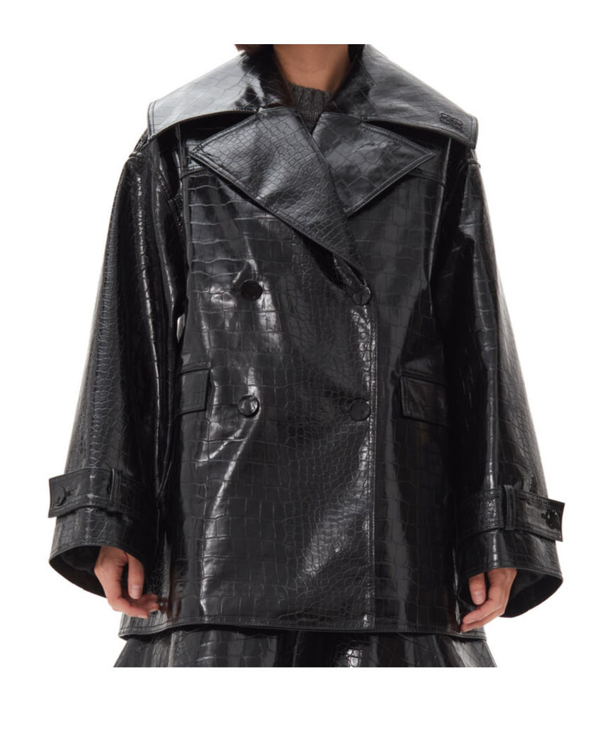 Ganni Future Coated Mid-length Jacket In Black