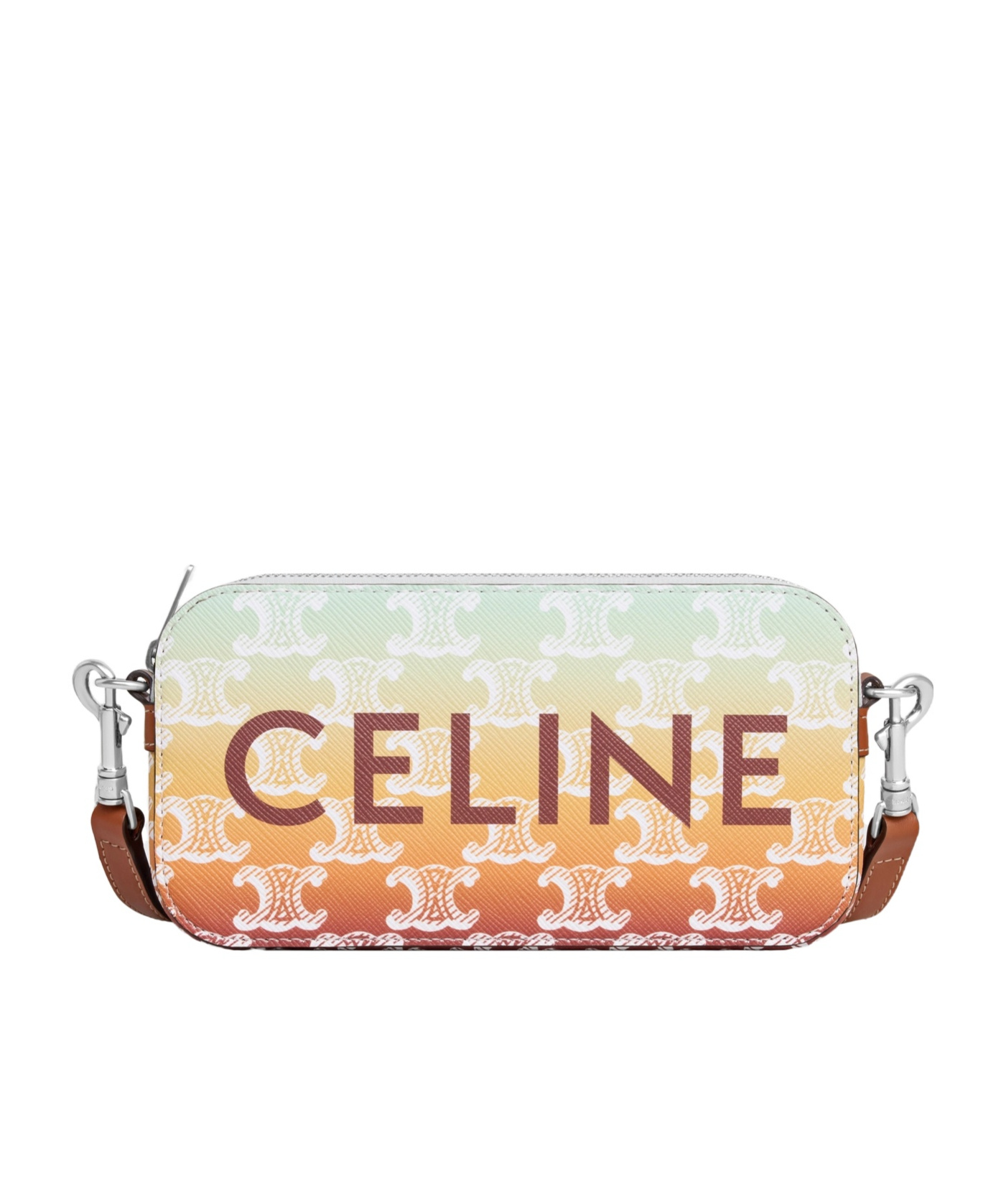 Celine Triomphe Canvas Sunset Shoulder Bag In White