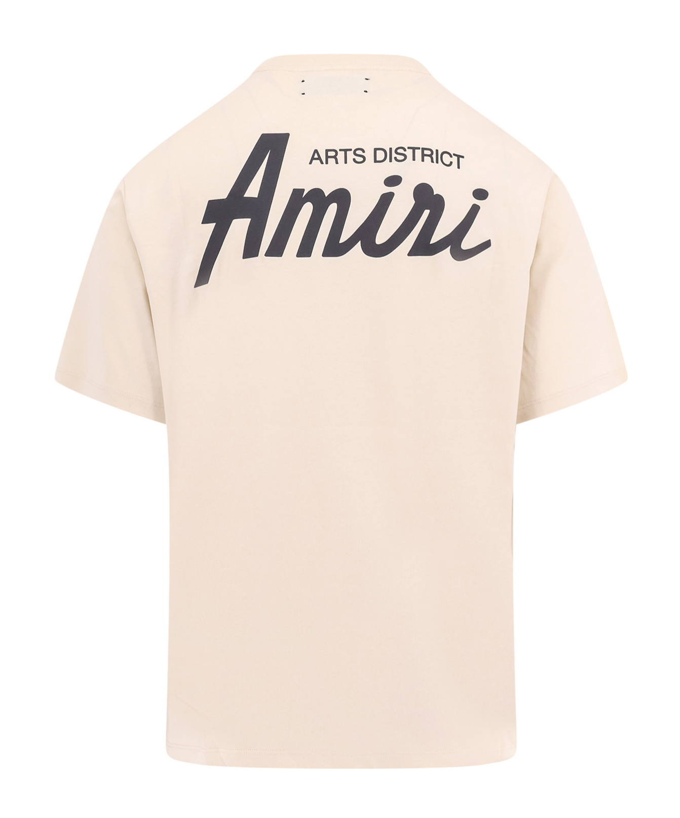 Amiri City Beige Crewneck T-shirt With Logo Detail On The Front And Maxi Logo Print On The Rear In Cotton In Neutral