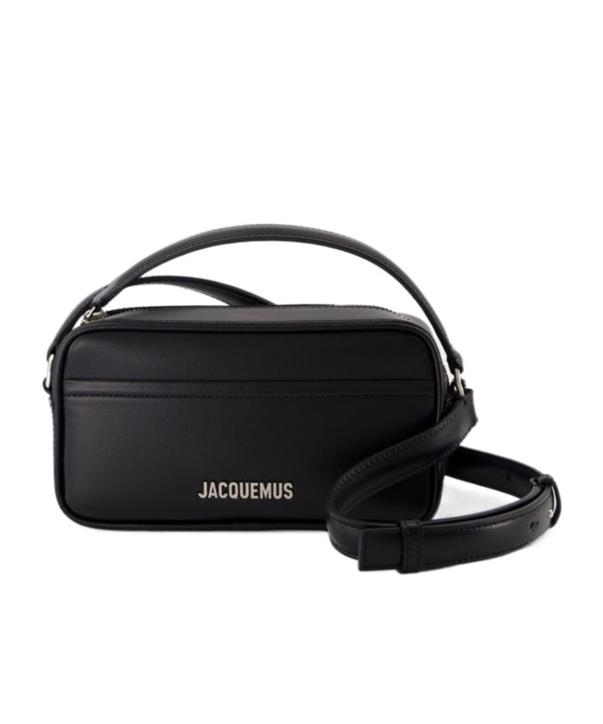 Shop Jacquemus Zippered Shoulder Bag In Black